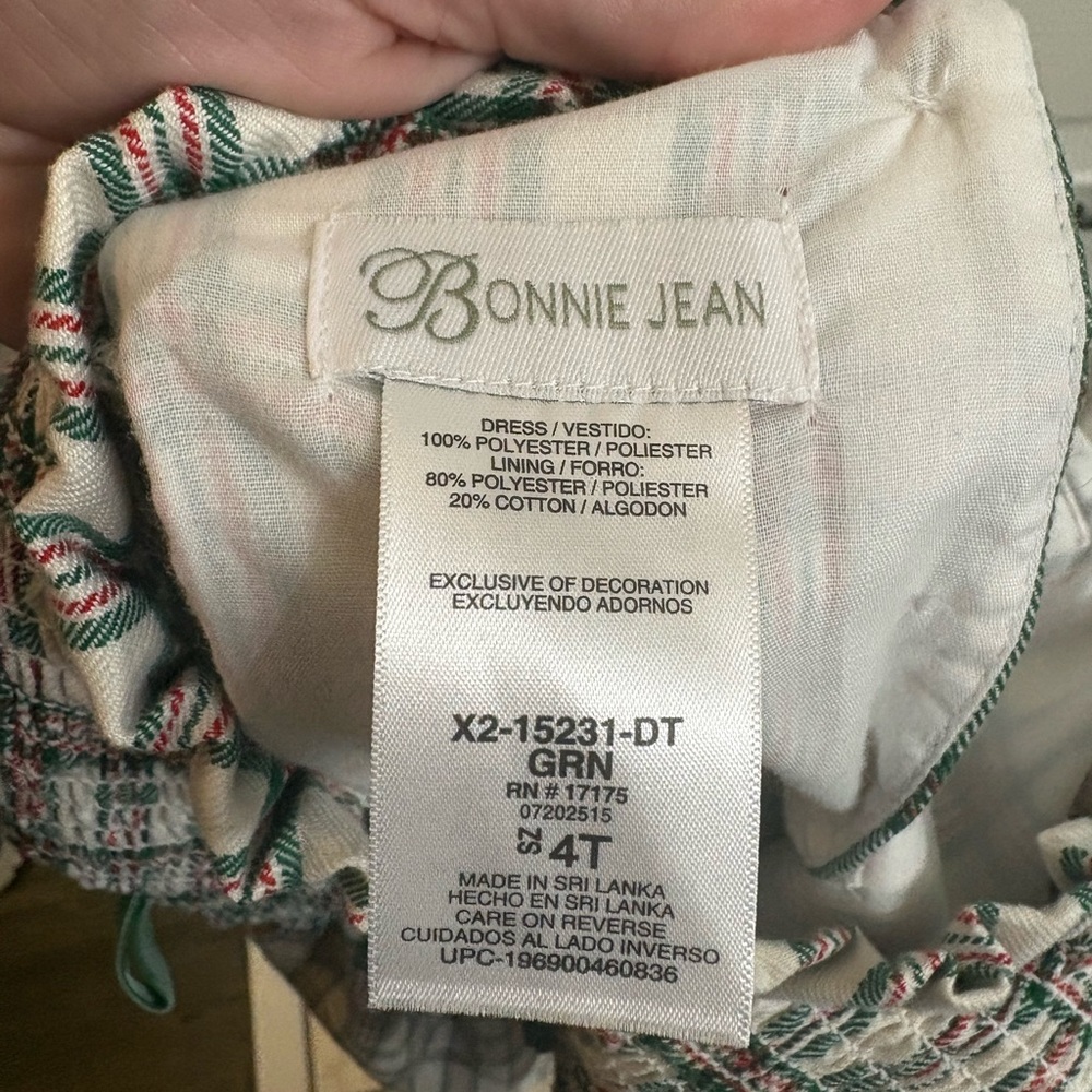 Bonnie Jean Festive Plaid Dress with Green Accents - Picture 3 of 4